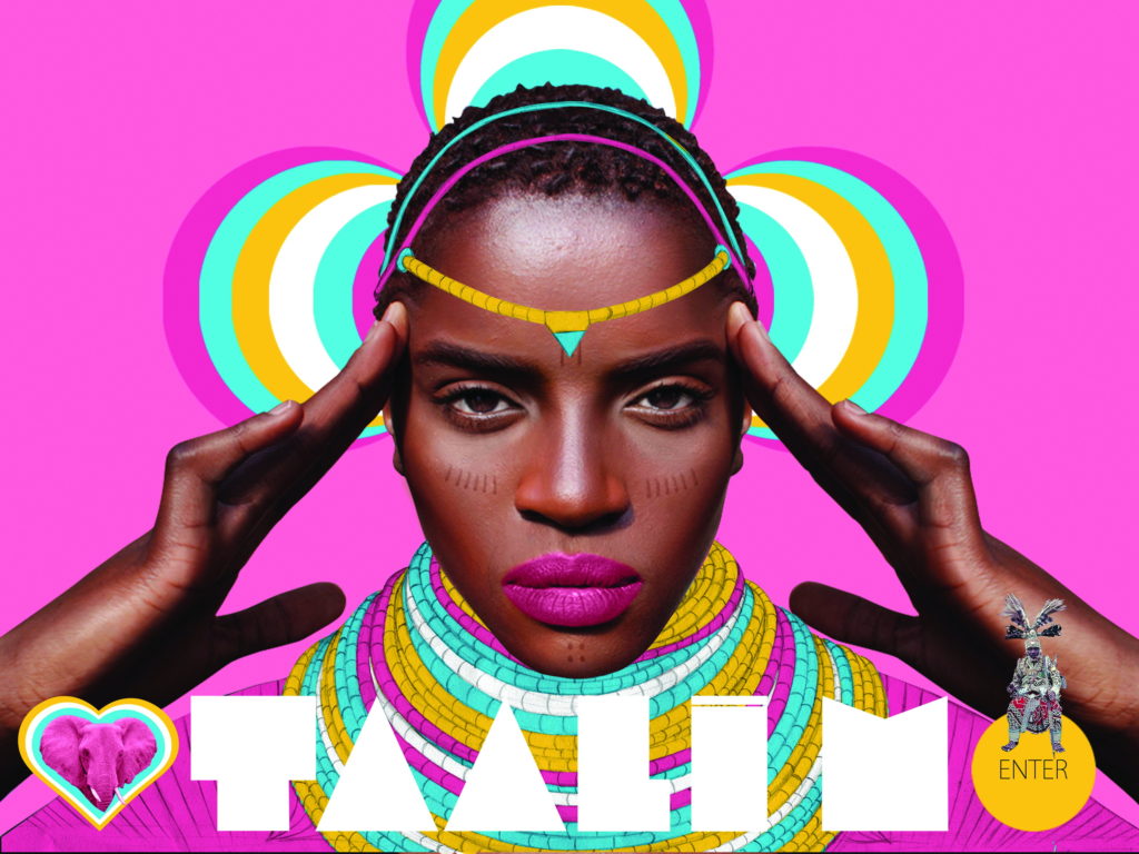 Screenshot image from Taali M website created by Pierre-Christophe Gam. The image features singer-songwriter Taali M who is staring out at the viewer with their fingers on their temples
