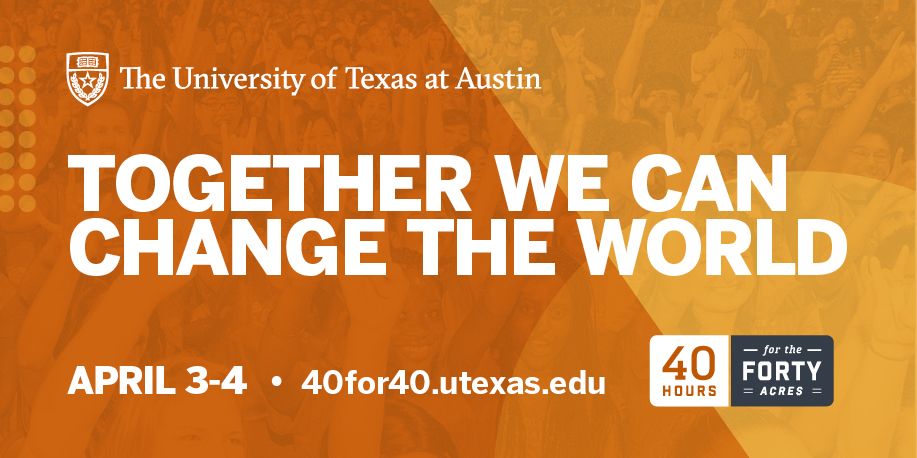 A marketing image of just text, promoting fundraising at the University of Austin in Texas.
