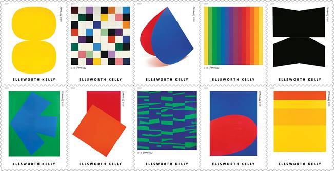 Postage stamps of Ellsworth Kelly's artworks