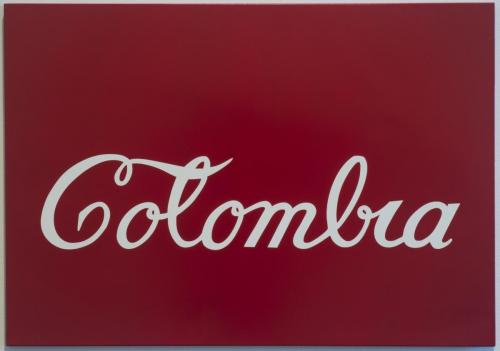 The word "Colombia," painted in the Coca-Cola font