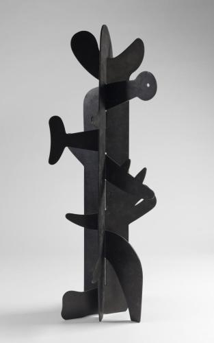 An abstract black sculpture