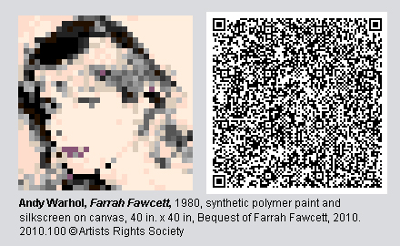 QR Code and virtual image of Farrah Fawcett by Andy Warhol.