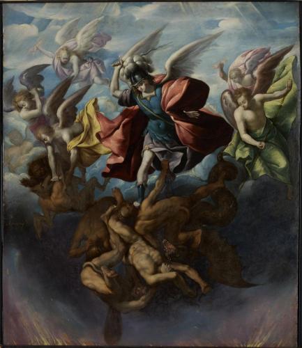 Sebastian-Lopez-de-Arteaga-Saint-Michael-Striking-Down-the-Rebellious-Angels