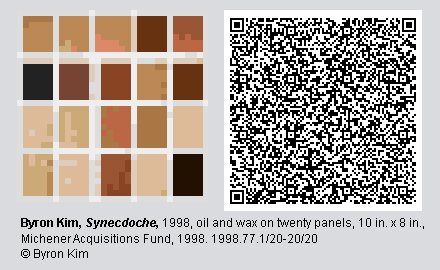 QR code and pixelated image of "Synecdoche" by Byron Kim.